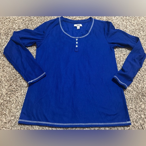 Sonoma Goods For Life Blue Ribbed Henley Pajama Top - Size Medium - Picture 2 of 6